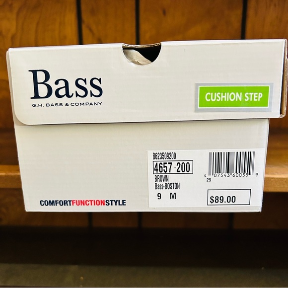 NEW IN BOX GH Bass Brown Leather Braid Cushion Step Boston Mules Clogs, size 9 M - Picture 3 of 13